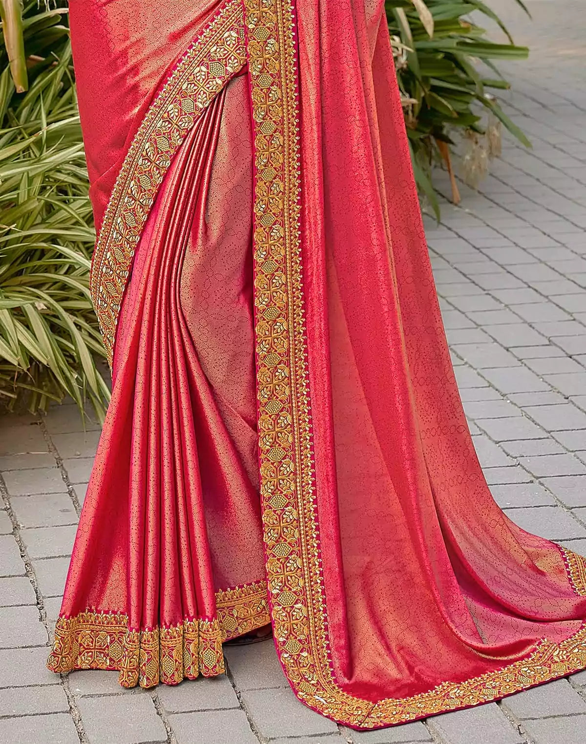 Orange Coloured Dola Silk Saree with work Blouse