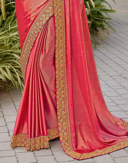 Orange Coloured Dola Silk Saree with work Blouse