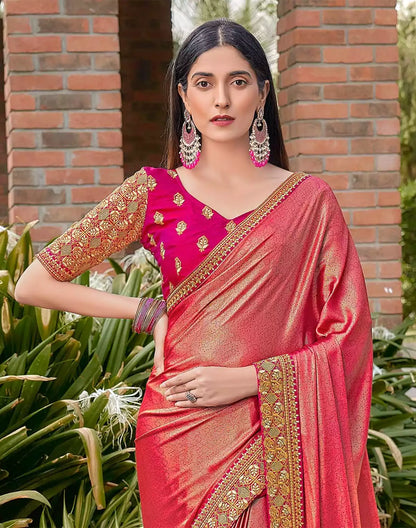 Orange Coloured Dola Silk Saree with work Blouse