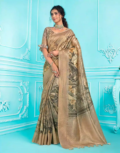 Digital Print with Zari weaving Organza Saree