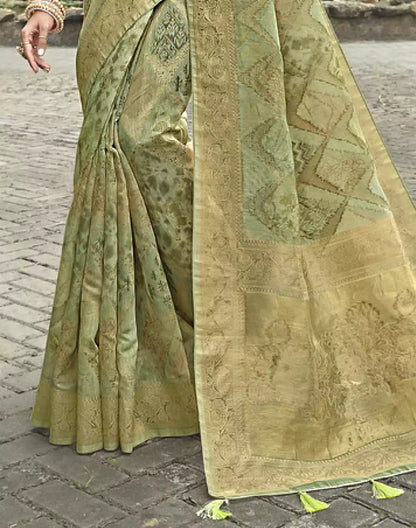Gorgeous Light Green Jute Saree