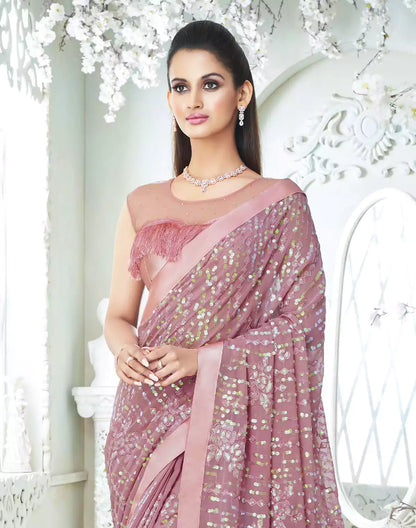 Light Pink all over Sequence work Soft Georgette Saree