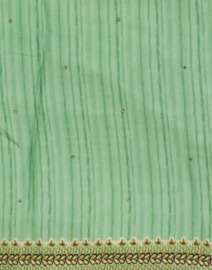 Green Striped Stones work Crape Saree