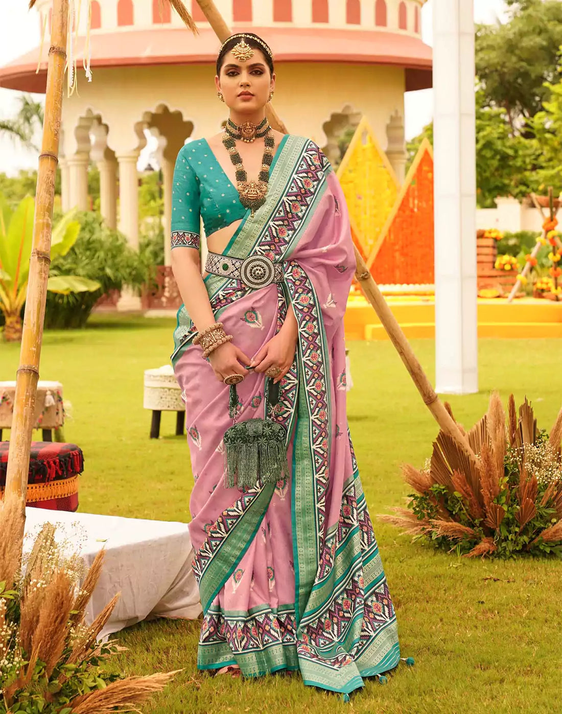 Charming Pink Patola Silk Designer Saree