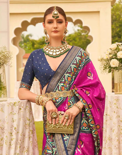 Mermerizing Dark Pink Patola Silk Trendy Saree