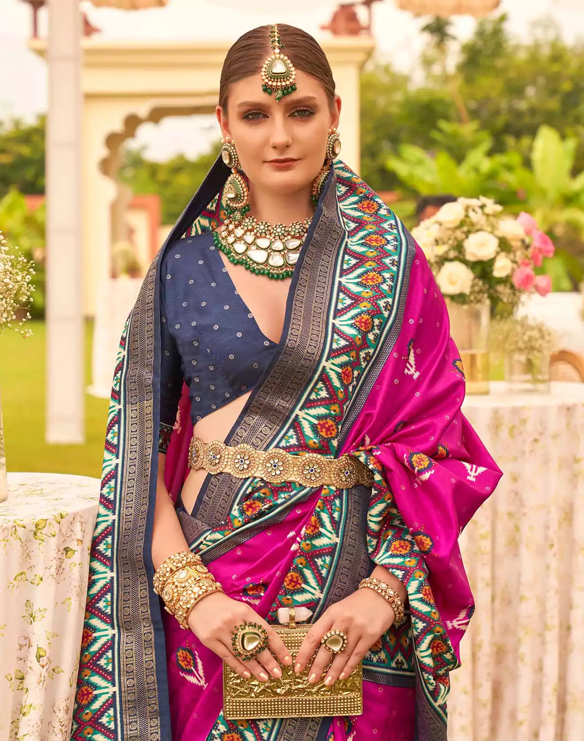 Mermerizing Dark Pink Patola Silk Trendy Saree