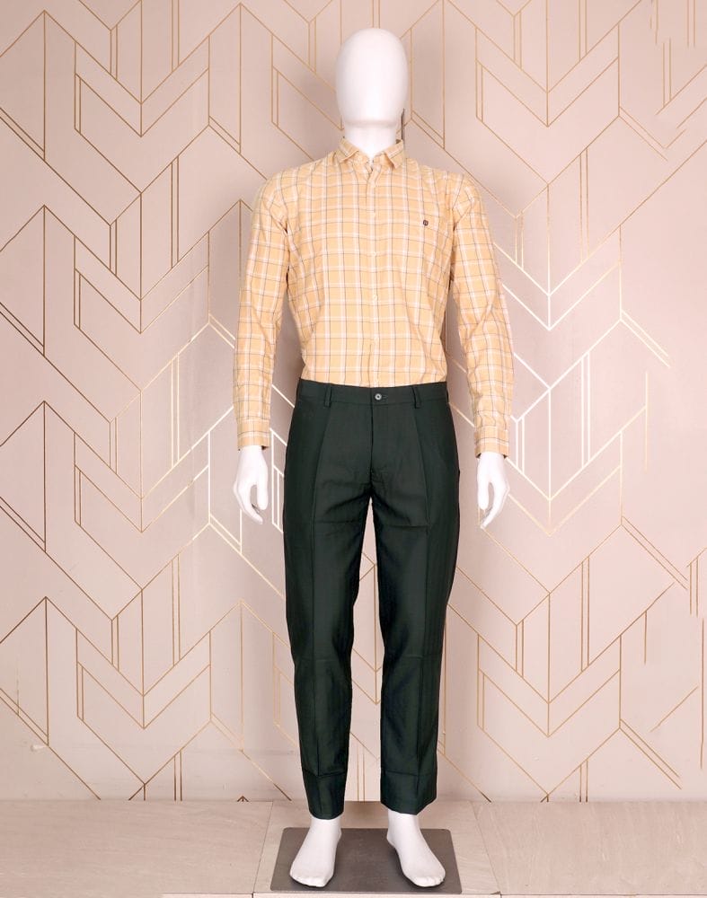 Beige Coloured Checkered Pattern Casual Shirt