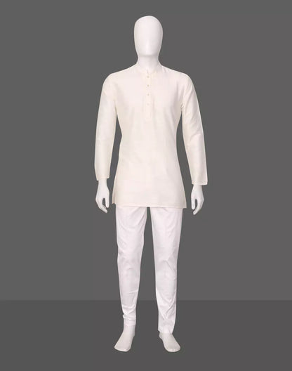 Raw Silk Plain Off White Men&