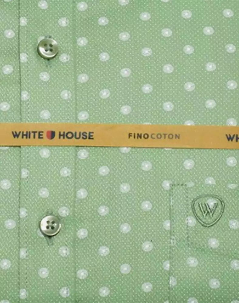 Green Polka Dots Cotton Printed Shirt