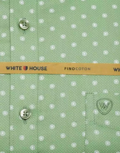 Green Polka Dots Cotton Printed Shirt