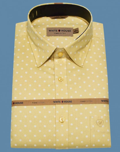 Yellow Polka Dots Cotton Printed Shirt