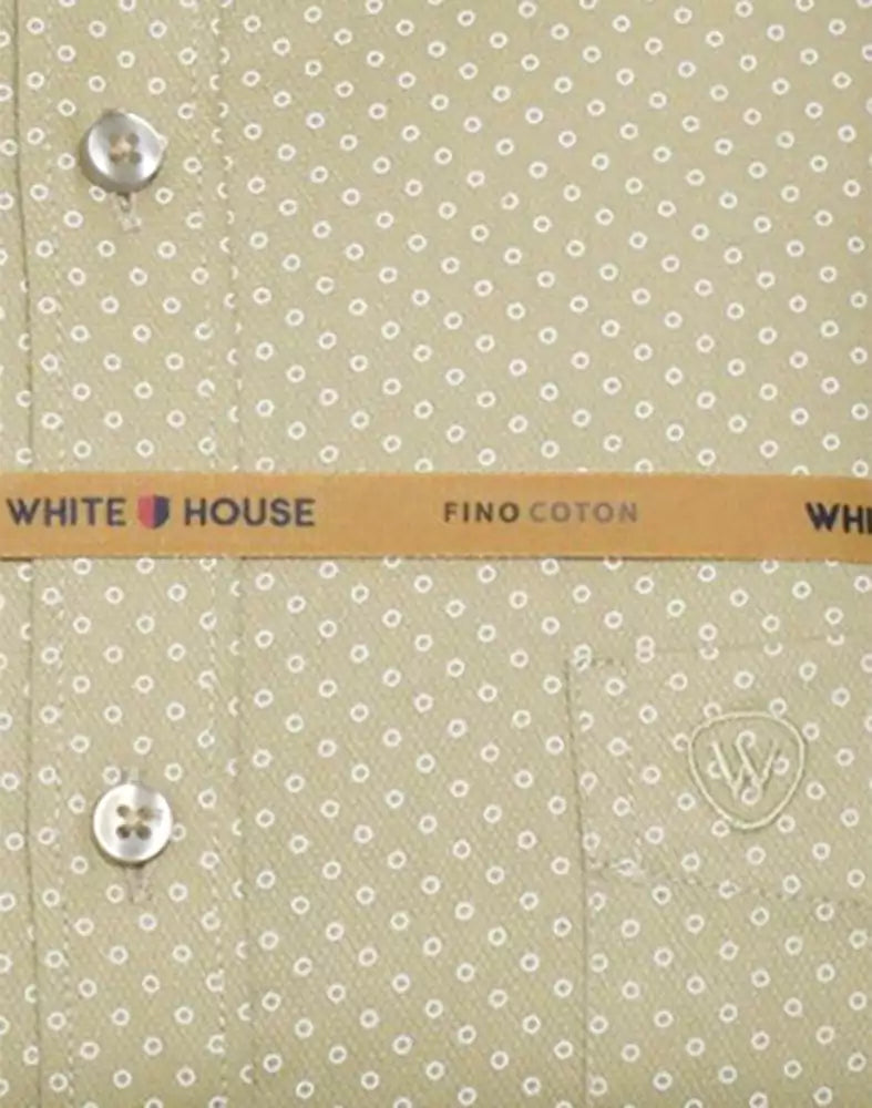 Beige Polka Dots Cotton Printed Shirt