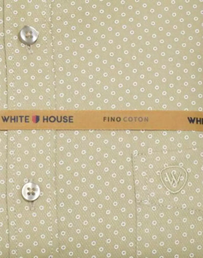 Beige Polka Dots Cotton Printed Shirt
