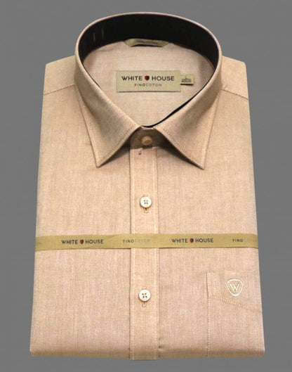 Beige Colour Plain Pure Cotton Shirt