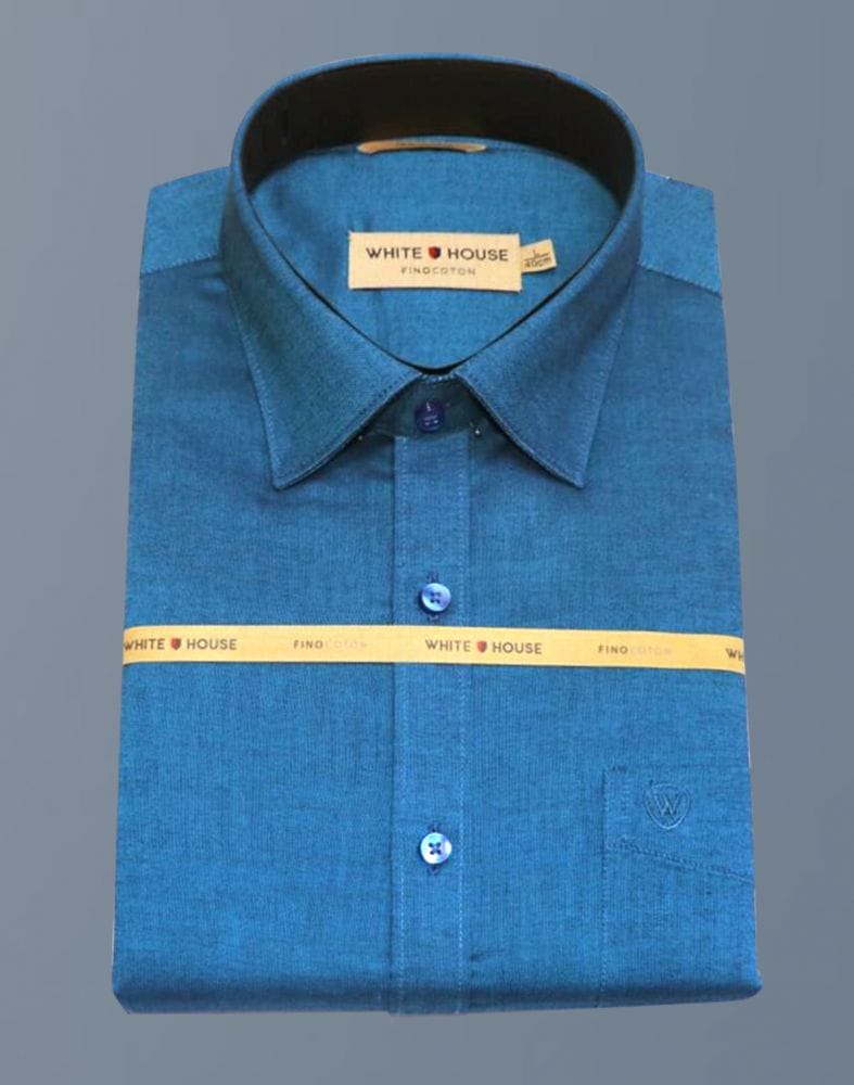 Royal Blue Colour Plain Pure Cotton Shirt