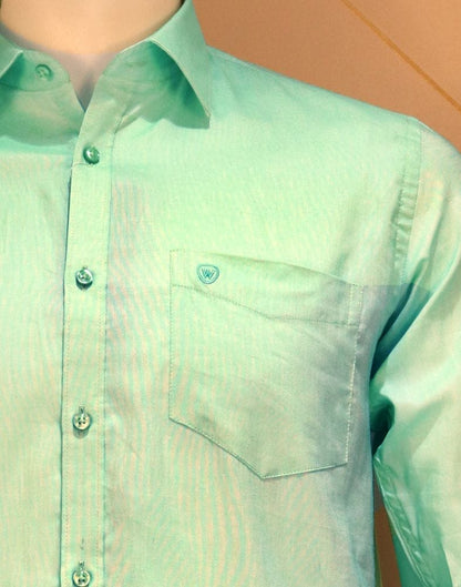 Light Green Colour Plain Pure Cotton Shirt