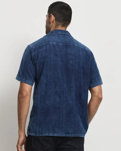 Dark Indigo Blue Half Sleeve Denim Casual Shirt
