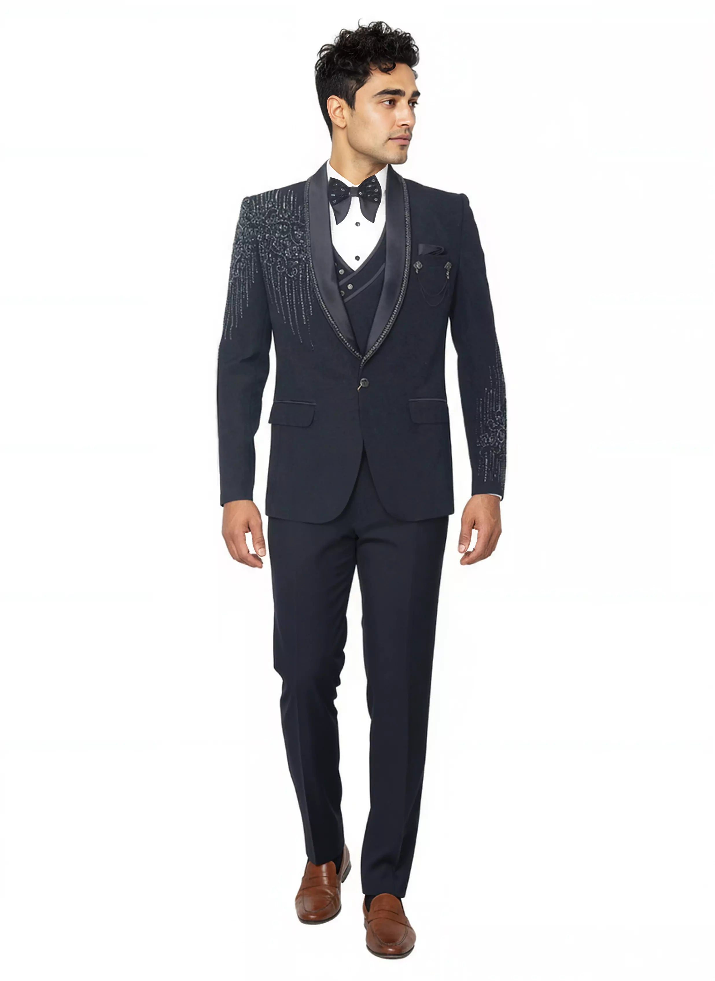 Polynosic Beads work 5 Pc Tuxido Designer Suit