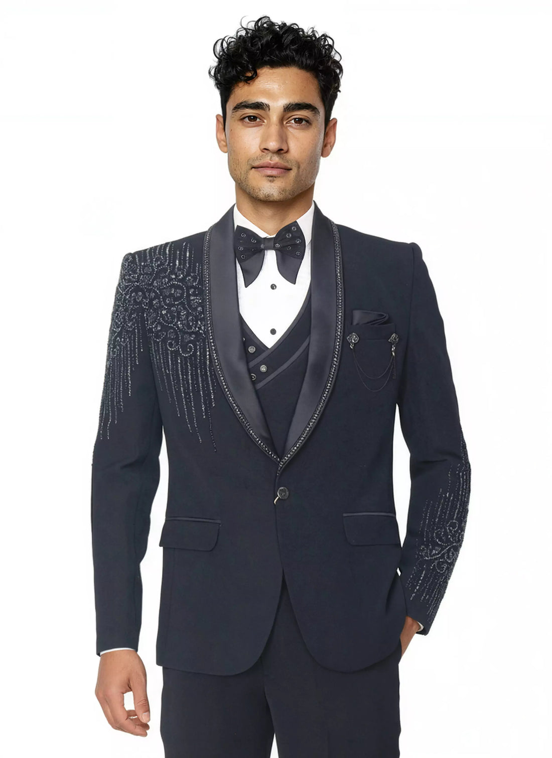 Polynosic Beads work 5 Pc Tuxido Designer Suit