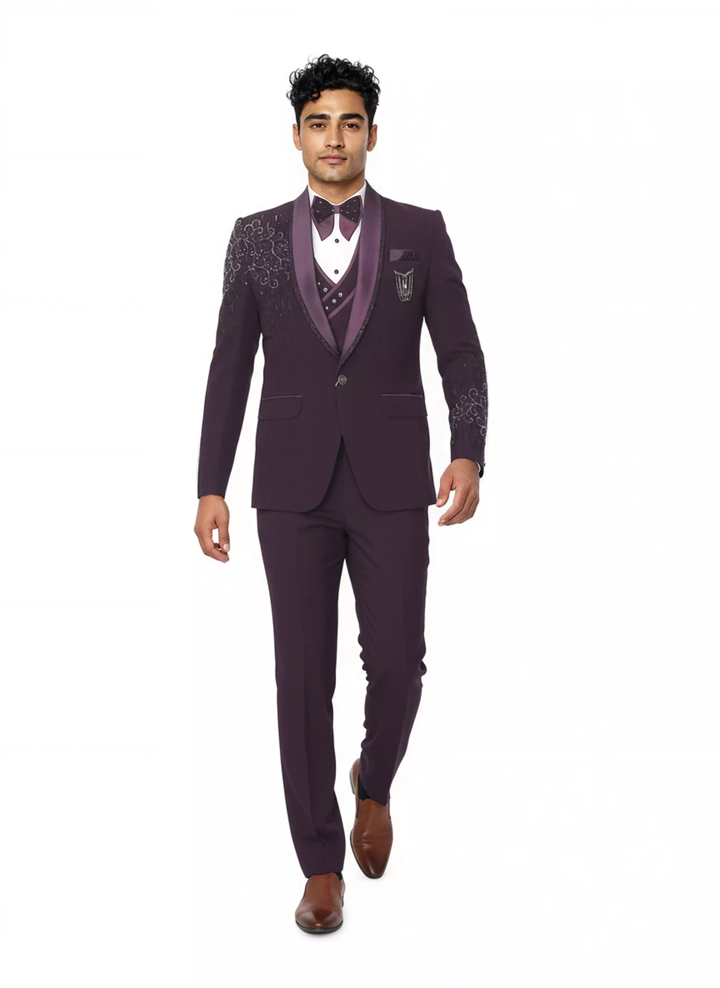Polynosic Beads work 5 Pc Tuxido Designer Suit