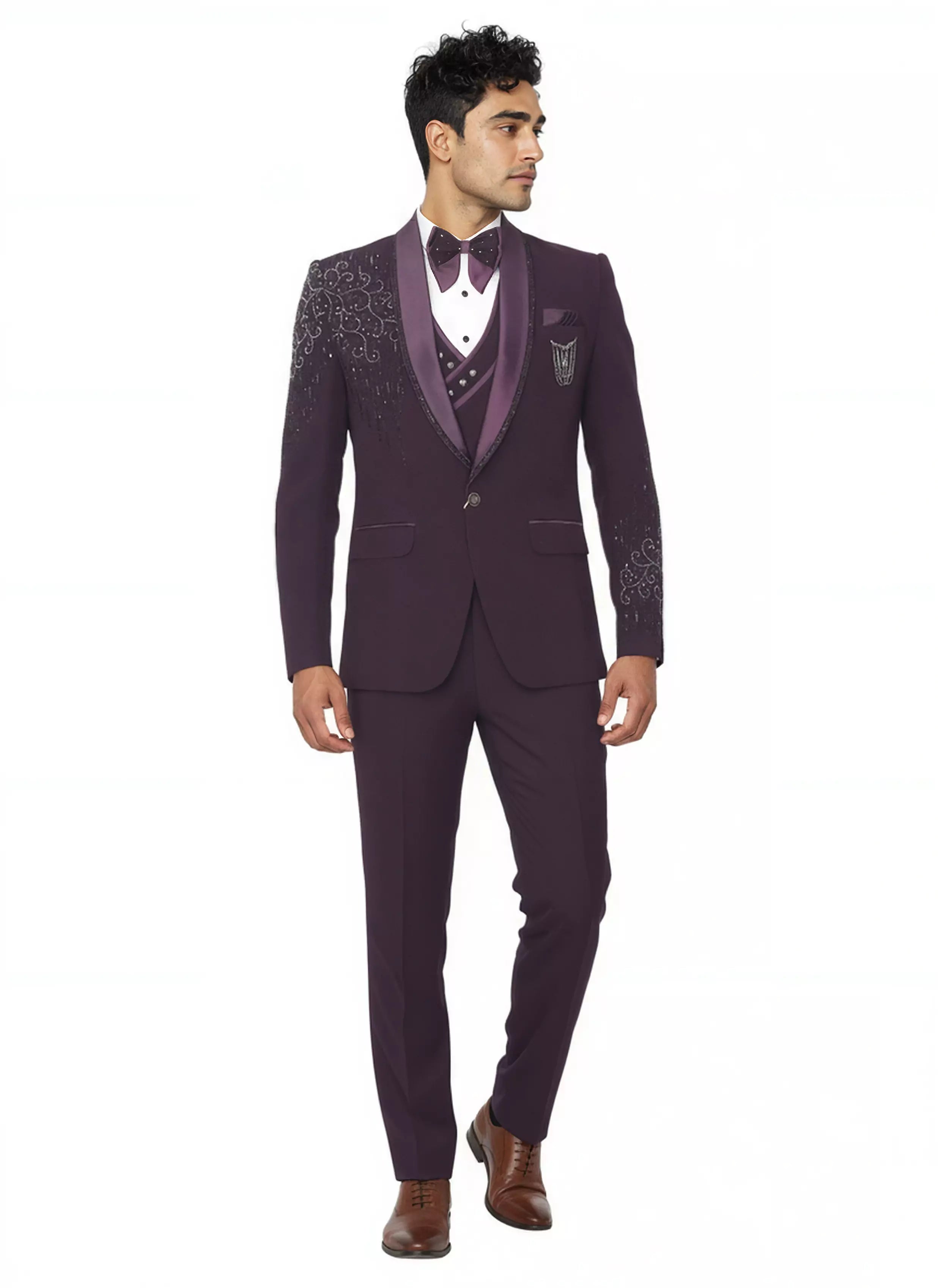 Polynosic Beads work 5 Pc Tuxido Designer Suit