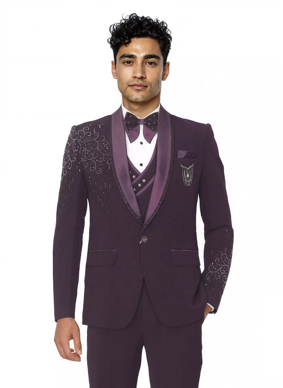 Polynosic Beads work 5 Pc Tuxido Designer Suit