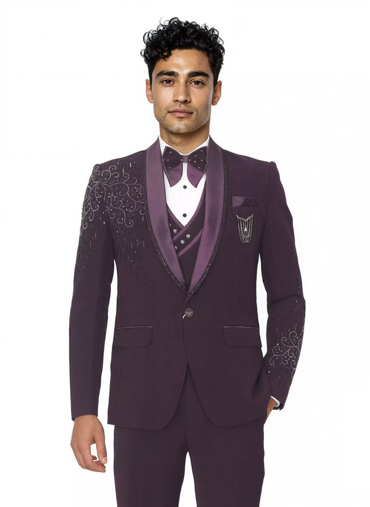 Polynosic Beads work 5 Pc Tuxido Designer Suit