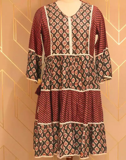 Maroon Colour Beads Work Silk Top