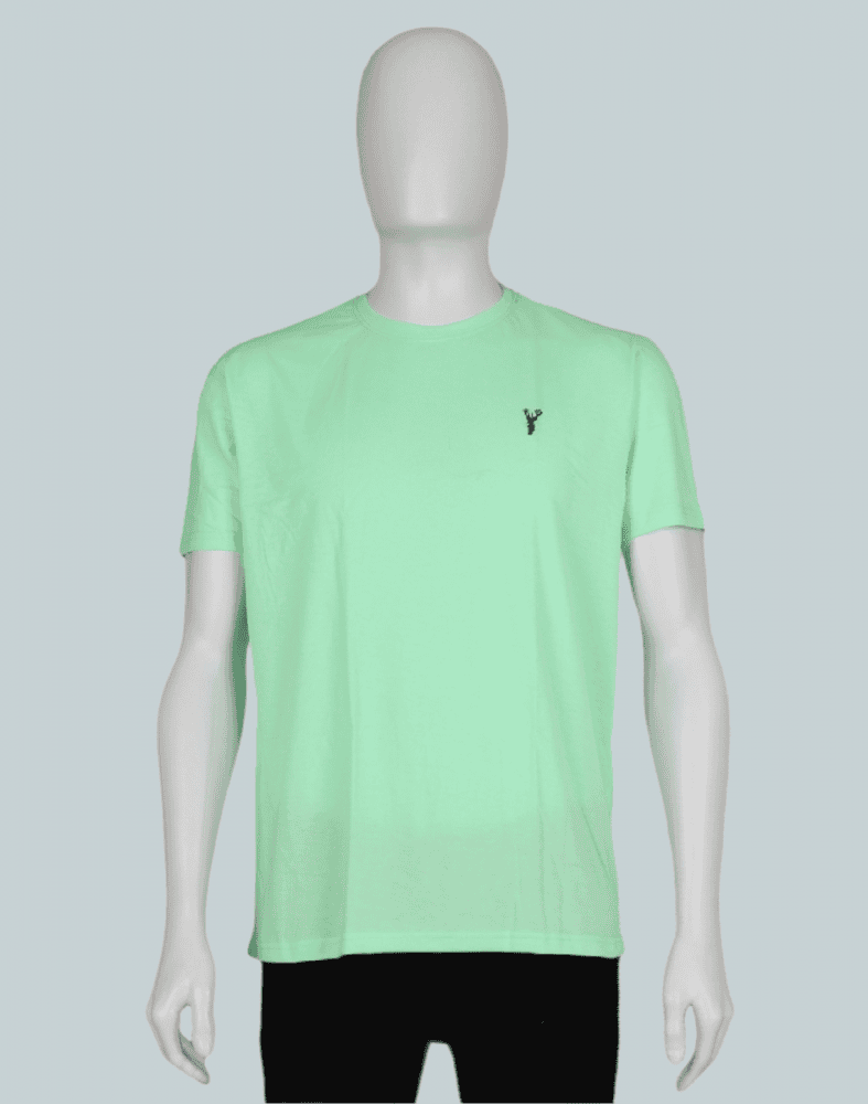 Light Green Plain Cotton Men T-Shirt