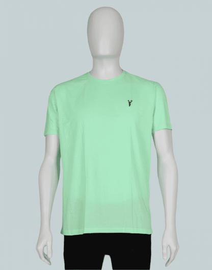 Light Green Plain Cotton Men T-Shirt