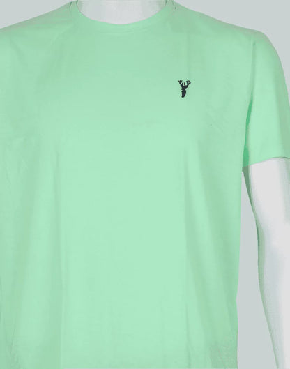 Light Green Plain Cotton Men T-Shirt