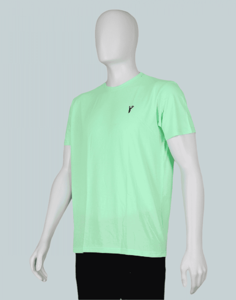 Light Green Plain Cotton Men T-Shirt