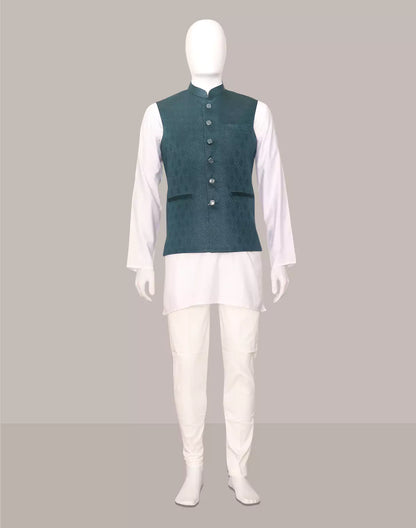 Captivating Rama Self Woven Jacquard Waistcoat for Men