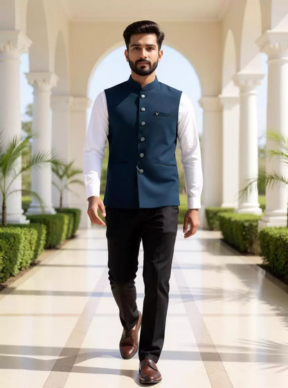 Rama Coloured Textured Polynosic Plain Waistcoat
