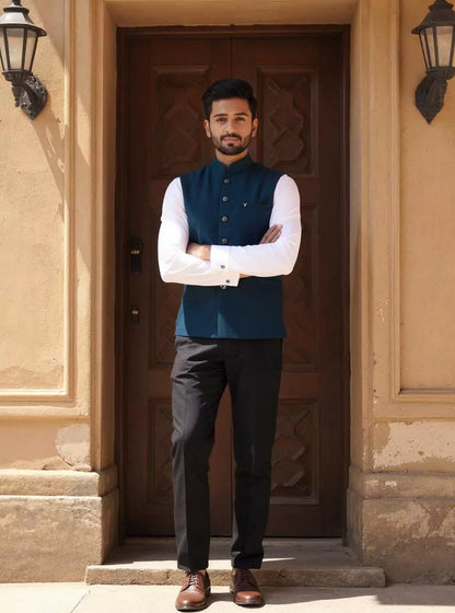 Rama Coloured Textured Polynosic Plain Waistcoat