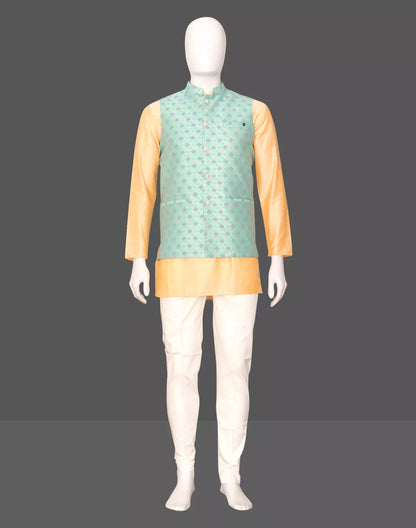 Pista Floral Imperial Jaal Cotton Silk Waistcoat