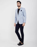 Sky Blue Stylish and Self Textured Blazer