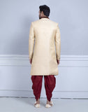 Gold Self Design Zardosi Work Sherwani For Wedding