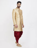 Gold Jacquard Self Design Wedding Sherwani