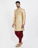 Gold Jacquard Self Design Wedding Sherwani