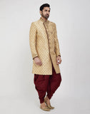 Gold Heavy Embroidery Sherwani With Peshawari Wedding Sherwani