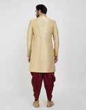 Gold Embroidery Collar Work Style Wedding Sherwani