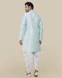 Sky Blue Fashionable Cross Pattern And Self Design Semi Indo Western Set