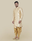 Gold Colour Jacquard Design Semi Indo Western Set