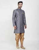 Grey Coloured Stylish And Smooth Jacquard Design Semi Indo Western Set