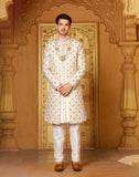 Dashing Cream Coloured Raw Silk Mirror Work Indo Western Set