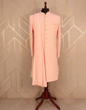 Charismatic Peach Floral Chiffon Chikankari Indo Western Set