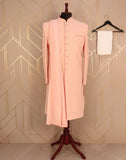 Charismatic Peach Floral Chiffon Chikankari Indo Western Set