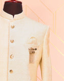 Cream Embriodery Lucknowi Chikankari Jodhpuri Suit Set