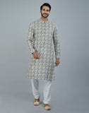 Classy Pista Green Geometric Print Cotton Kurta